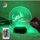 Multi Color Led Schrijfbord Nachtlampje RGB - Uitwisbaar - Incl. afstandsbediening & stift - whiteboard